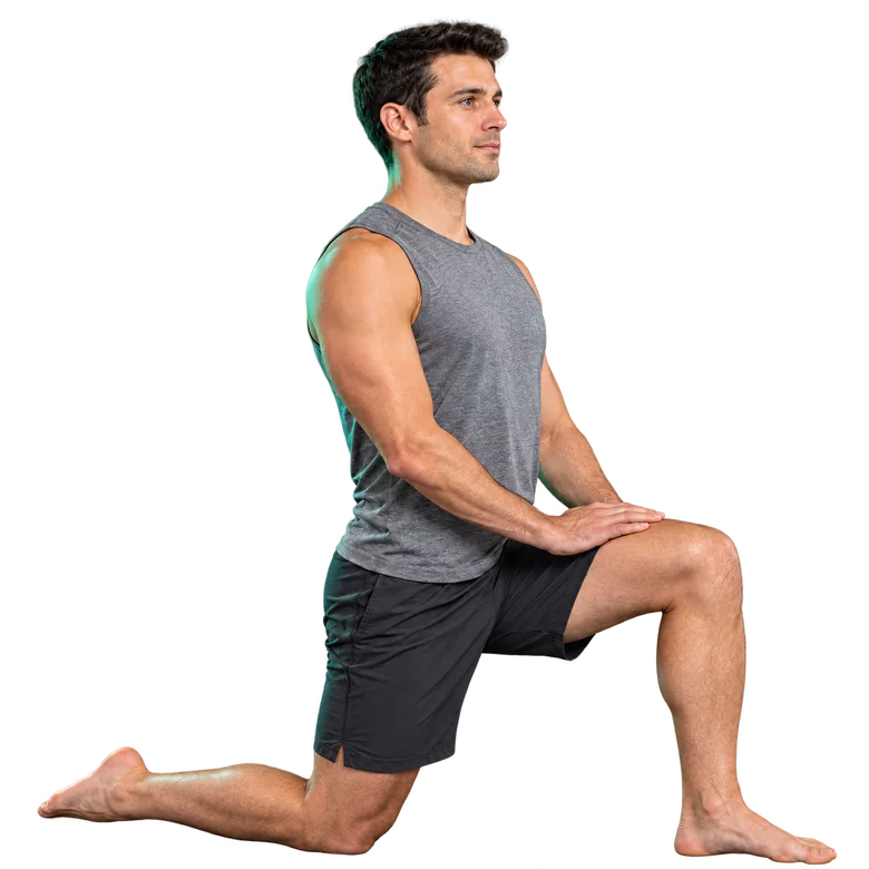 App exercise image: half-kneeling hip flexor stretch